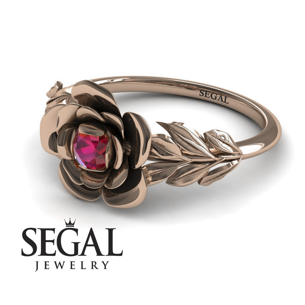 Soft Flower And Leaves Ruby Ring- Adalyn no. 8